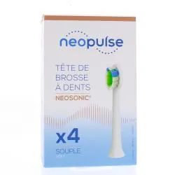 NEOPULSE Neosonic - Tête de brosse à dents souple blanche x4