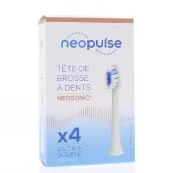 NEOPULSE Neosonic - Tête de brosse à dents ultra souple blanche x4