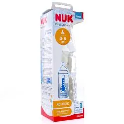 NUK First Choice - Biberon verre 1er âge 0-6mois 240ml blanc feuilles