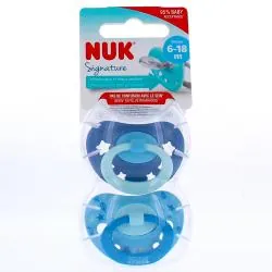 NUK Signature - Sucettes x2 6-18mois bleu