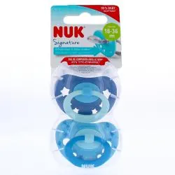 NUK Signature - Sucettes x2 18-36 mois bleu