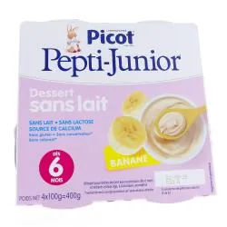 PICOT Pepti-Junior Crème dessert sans lait saveur banane 4x100g