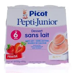 PICOT Pepti-Junior Crème dessert sans lait saveur fraise 4x100g