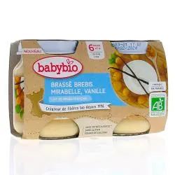 BABYBIO Desserts lactés - Brassé brebis mirabelle, vanille bio +6mois 2x130g