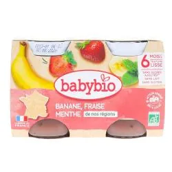 BABYBIO Fruits - Pot banane fraise menthe bio +6mois 2x130g