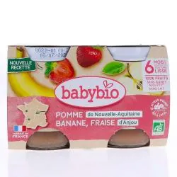 BABYBIO Fruits - Pot pomme banane fraise bio +6mois 2x130g