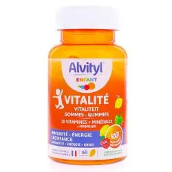 ALVITYL Vitalité - Gummies vitalité et minéraux goût citron, pomme, orange, fraise x60