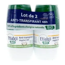 ETIAXIL Anti transpirant végétal noix de coco bio 48h 2*50ml