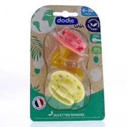 DODIE Sucettes duo ronde 6-36mois rose / jaune pale
