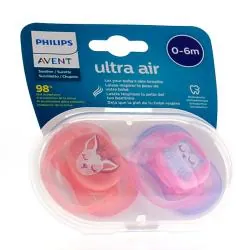 AVENT Sucettes Ultra air 0-6m x2 chat/hibou