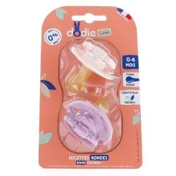 DODIE Sucettes duo ronde 0-6 mois rose / rose clair