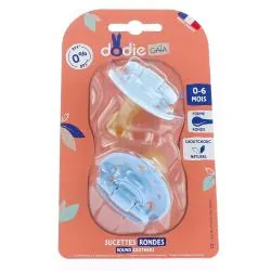 DODIE Sucettes duo ronde 0-6 mois bleu / bleu clair