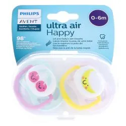 AVENT Sucettes Ultra air 0-6m x2 happy