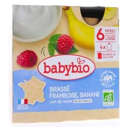 BABYBIO Desserts Lactés - Brassé framboise banane bio dès 6mois 4x85g