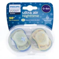 AVENT Sucettes Ultra Air Night 0-6 mois