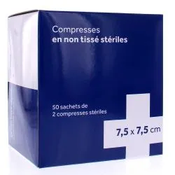 3M Compresse non tissée stérile taille 7,5x7,5cm boite de 50x2