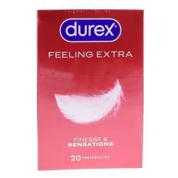 DUREX Préservatifs - Feeling Extra - Préservatifs Fins Et Extra Lubrifiés 20 préservatifs