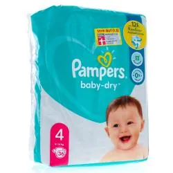 PAMPERS Baby dry 12h Taille 4 - 36 couches