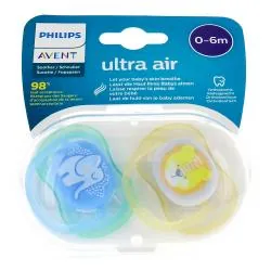 AVENT Sucettes Ultra air 0-6m x2 animal