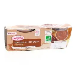 BABYBIO Desserts lactés - Semoule au lait cacao Bio +8 mois 2x 100g