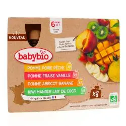 BABYBIO Fruits - Gourde multi pack dès 6mois- x8 gourdes
