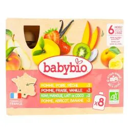 BABYBIO Fruits - Gourde multi pack dès 6mois- x8 gourdes