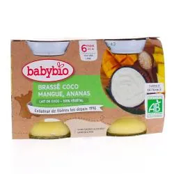 BABYBIO Desserts lactés - Petit pot Brassé coco, mangue, ananas +6mois 2x130g