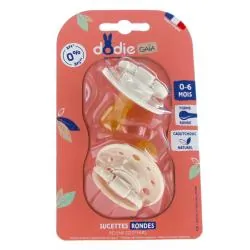 DODIE Sucettes duo ronde 0-6 mois beige