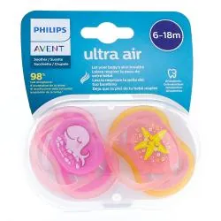 AVENT Ultra Air - Sucettes 6-18 mois baleine / etoile