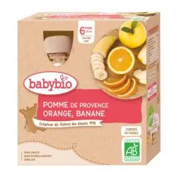 BABYBIO Gourdes Pomme Orange Banane bio 4x90G dès 6mois