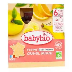 BABYBIO Fruits - Gourdes Pomme Orange Banane bio 4x90G dès 6mois