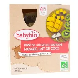 BabyBio Fruits - Gourdes Kiwi Mangue Lait de Coco BIO - 4x90g