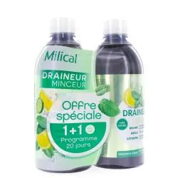 MILICAL Draineur Ultra goût Menthe, Citron, Concombre 500mlx2