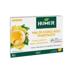 HUMER Mal de Gorge Aigu Pharyngite miel citron 20 pastilles sans sucre