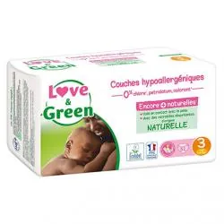 LOVE&GREEN Couches hypoallergéniques x44 taille 3 - 4 à 9 kg