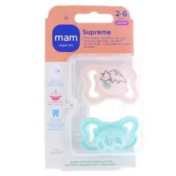 MAM Duo Sucettes 2-6 mois Supreme silicone REF26 nature