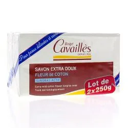 CAVAILLÈS Savon pain surgras extra doux fleur de coton duo lot de 2 pains de 250g