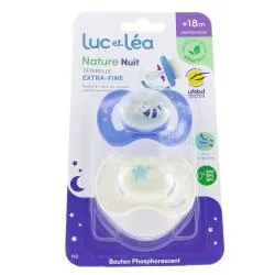 LUC ET LEA Nature Nuit - Duo sucette silicone anatomique raton laveur +18mois