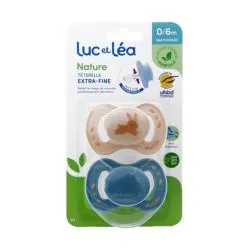 LUC ET LEA Nature - Duo sucette silicone anatomique lapin 0-6 mois