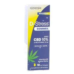 Synergia D-Stress Sommeil - Huile de CBD 10% & Mélatonine 1,9mg 10ml