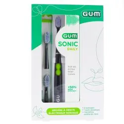 GUM Sonic Daily - Coffret brosse a dents électrique sonique souple noir