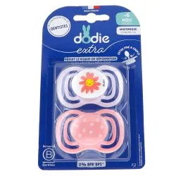 DODIE Extra - Sucette Anatomique Nature rose duo +6 mois