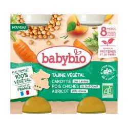 BABYBIO Végétal - Tajine Végétal Carotte Pois Chiches Abricot +8 Mois Bio 2x200 g