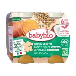 BABYBIO Végétal - Hachis Végétal Patate Douce Lentilles Lait de Coco +6 Mois Bio 2x200 g