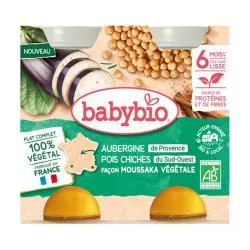 BABYBIO Végétal - Aubergine Pois Chiches Façon Moussaka Végétale +6 Mois Bio 2x200 g