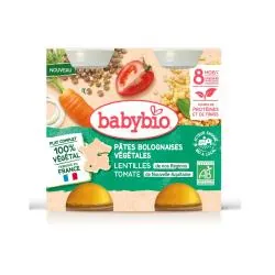 BABYBIO Végétal - Pâtes Bolognaises Végétales Lentilles Tomate +8Mois Bio 2x200 g