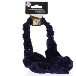 JEAN LOUIS DAVID Urban Hair - Chouchou Upcyclé motif bleu nuit rayé d'argent