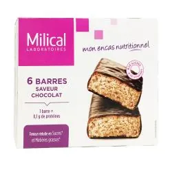 MILICAL Barres minceur hyperprotéinées goût chocolat x 6