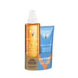 VICHY Capital Soleil - Huile Solaire Invisible 200 ml + Lait Apaisant Après-Soleil Offert 100 ml