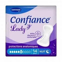 HARTMANN Confiance Lady Protection hygiéniques anatomiques 14 pièces 6 gouttes nuit